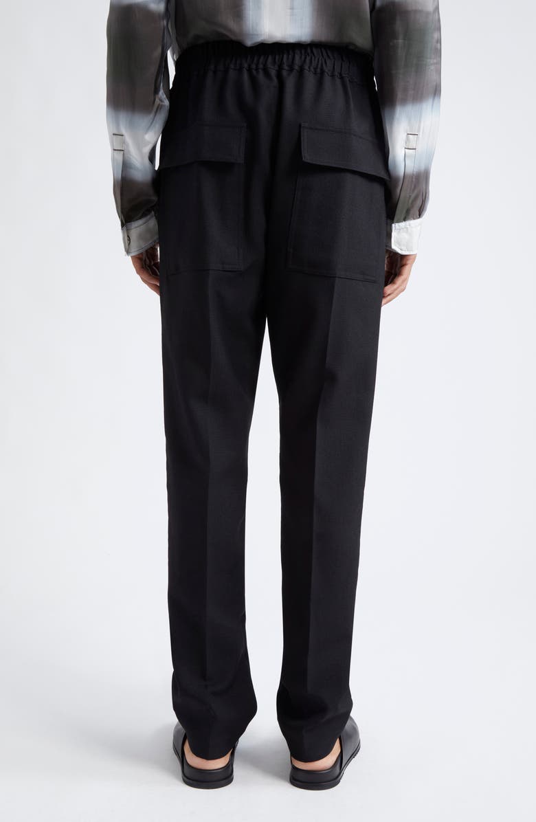 Rick Owens Straight Leg Drawstring Wool Pants, Alternate, color, Black