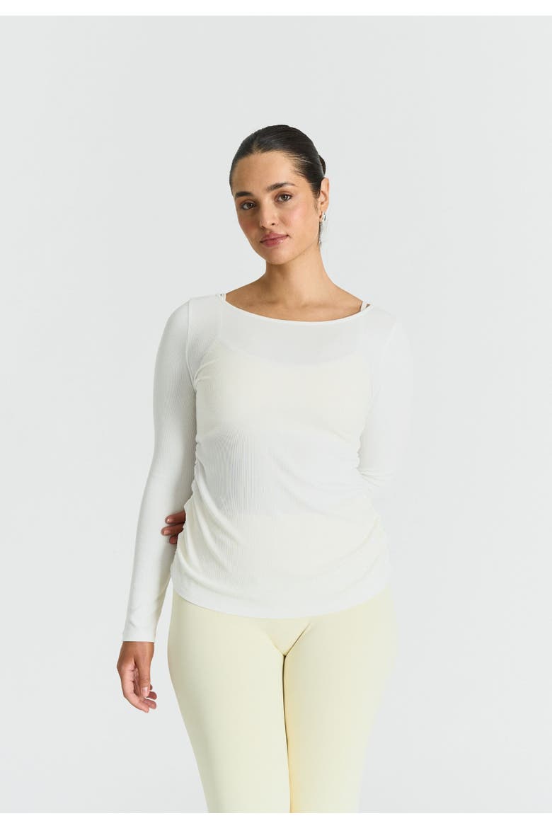 Ribbed Long Sleeve Top, Alternate, color, Off White