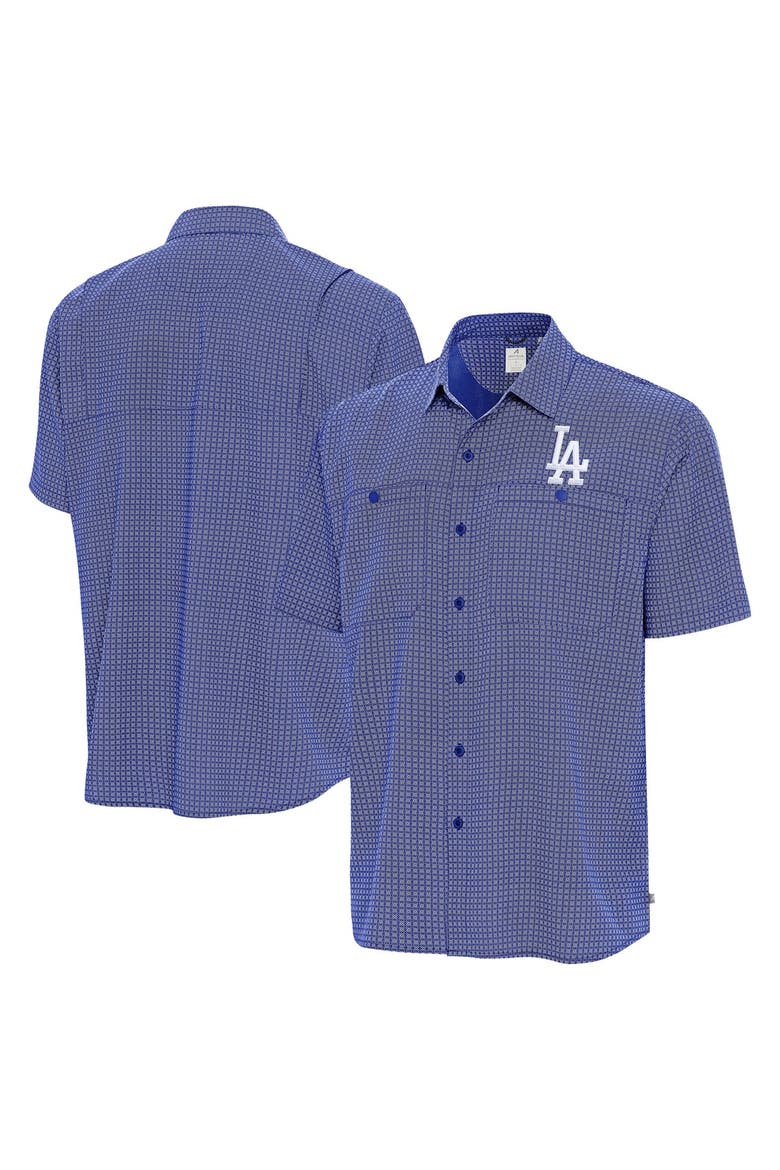 Men's Antigua Royal Los Angeles Dodgers Mosaic Button-Up Shirt, Main, color, Royal