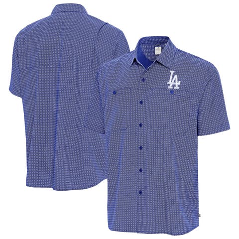 Men's Antigua Royal Los Angeles Dodgers Mosaic Button-Up Shirt