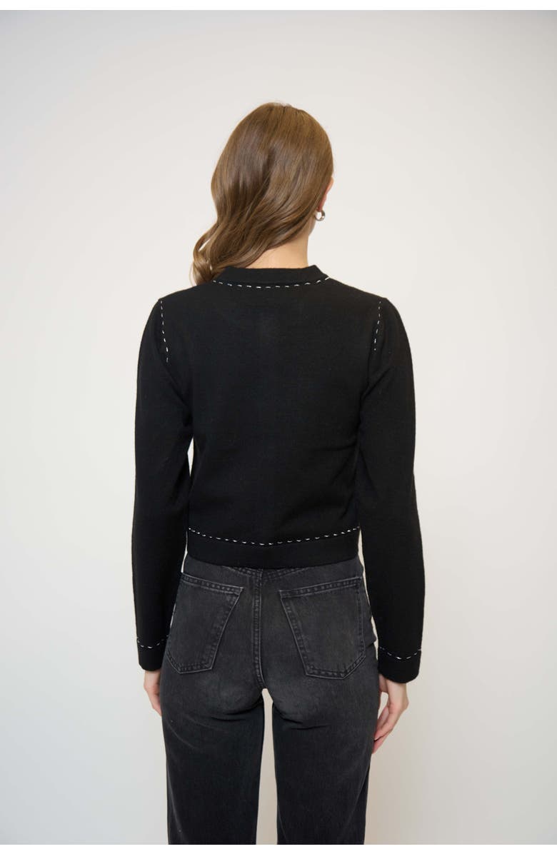 Central Park West Crystal Lurex Whipstitch Cardi, Alternate, color, Black