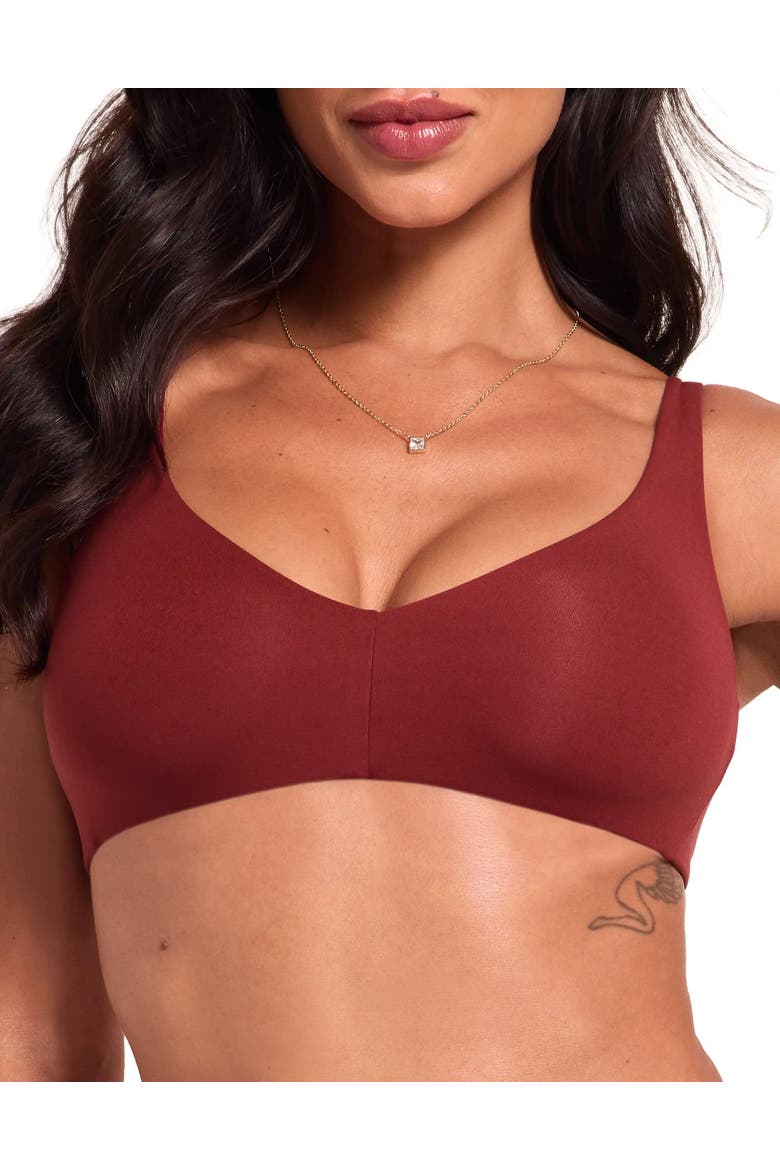 Solene Unlined Bralette Bra, Main, color, Dark red