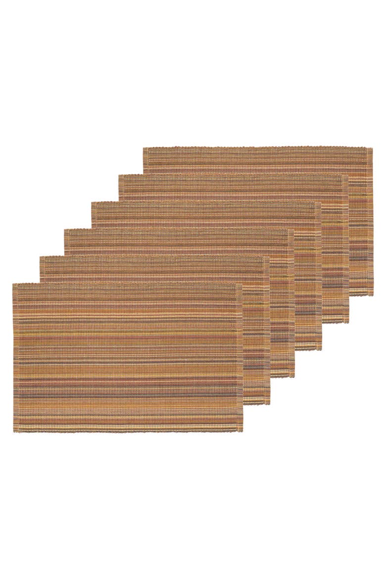 Cedar Stripes 100% Cotton Handwoven Set of 6 Placemats 13" x 19", Main, color, Brown