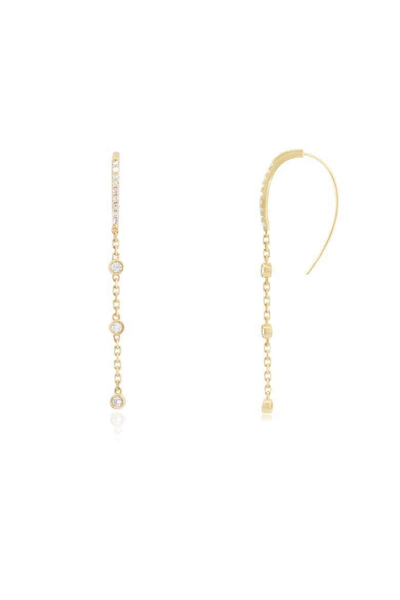Diamond Station Chain Dangle Earrings, Main, color, Yellow Gold