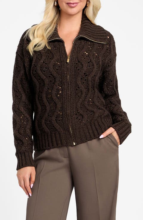 Adenora Metallic Cable Cardigan