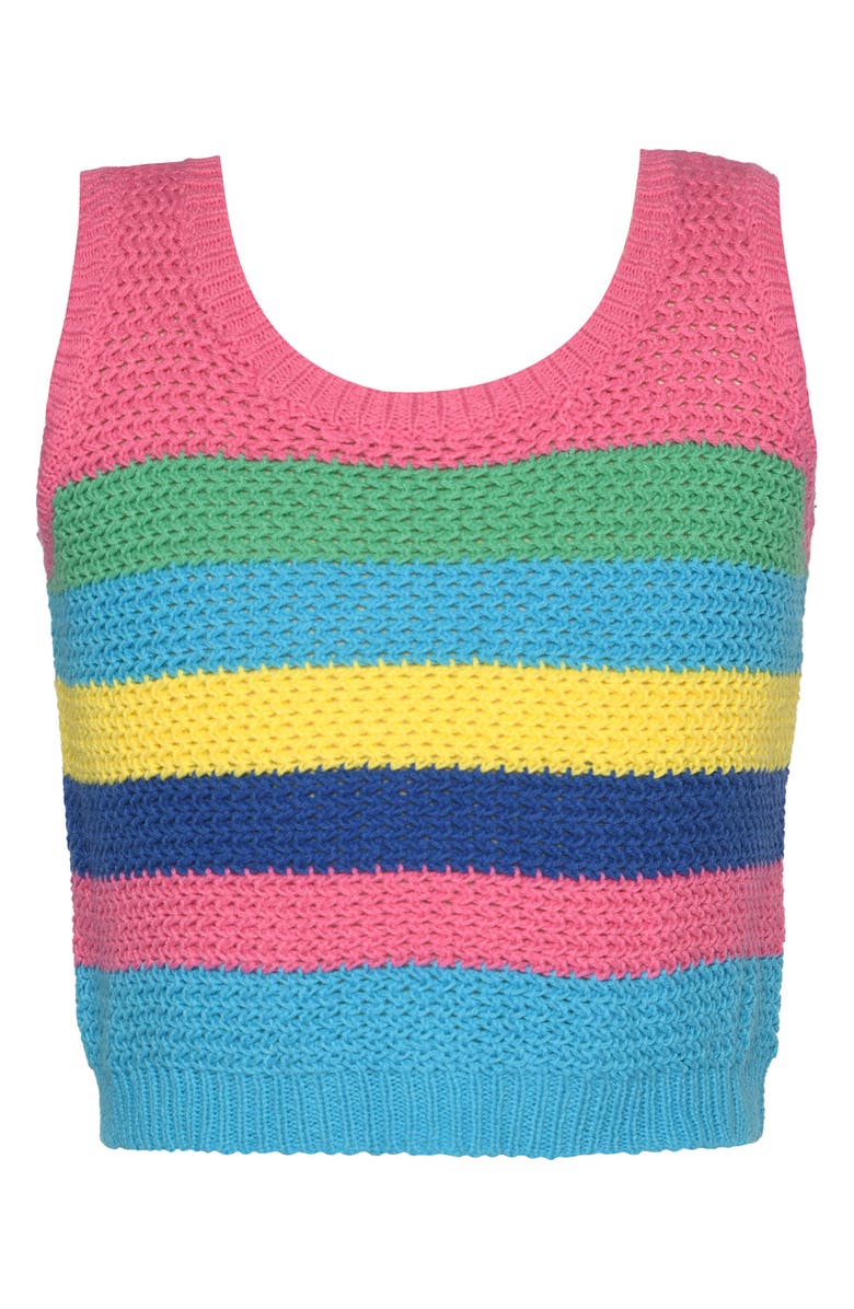 Hannah Banana Kids' Stripe Crochet Knit Sweater Tank, Main, color, 
