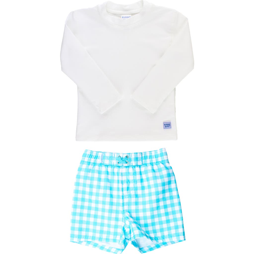 Ruggedbutts Long Sleeve Two-piece Rashguard Swimsuit In White