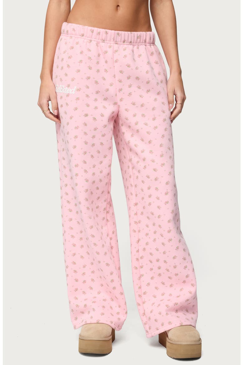 Floral Low Rise Straight Leg Sweatpants, Main, color, LIGHT-PINK