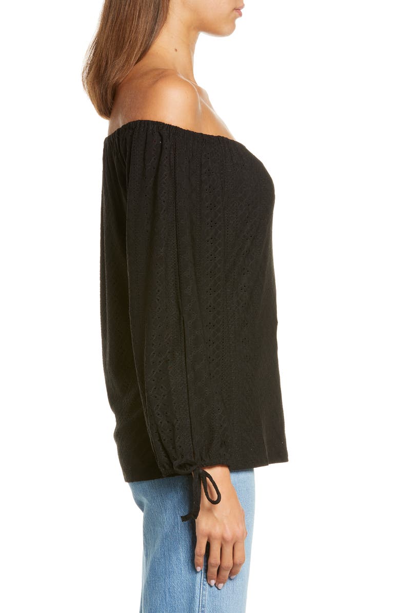 Vince Camuto Off the Shoulder Eyelet Top, Alternate, color,