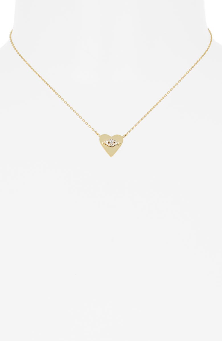 Electric Picks Tinsley Evil Eye Heart Pendant Necklace, Alternate, color, Gold