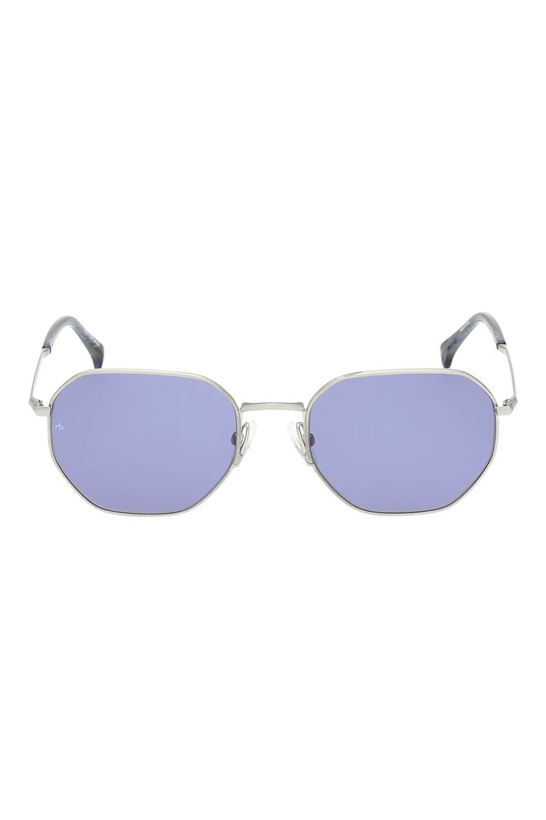 53mm Geometric Sunglasses, Main, color, SILVER / NAVY HORN / BLUE