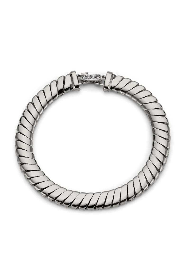 Sunlight Ribbed Line Bracelet, Main, color, RHODIUM