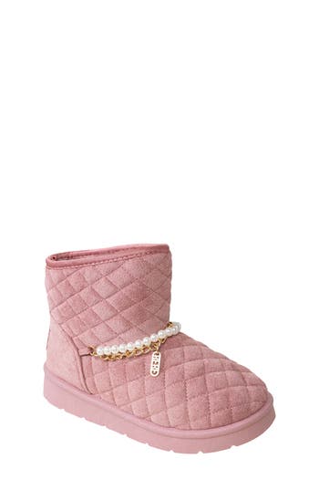 Bebe Kids' Quilted Faux Fur Lined Boot In Dark Mauve