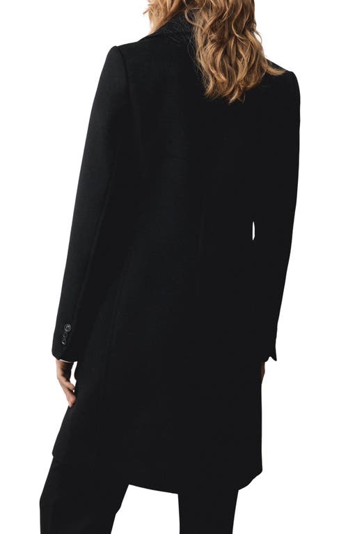 Mango Double-breasted Wool Coat Black In Black