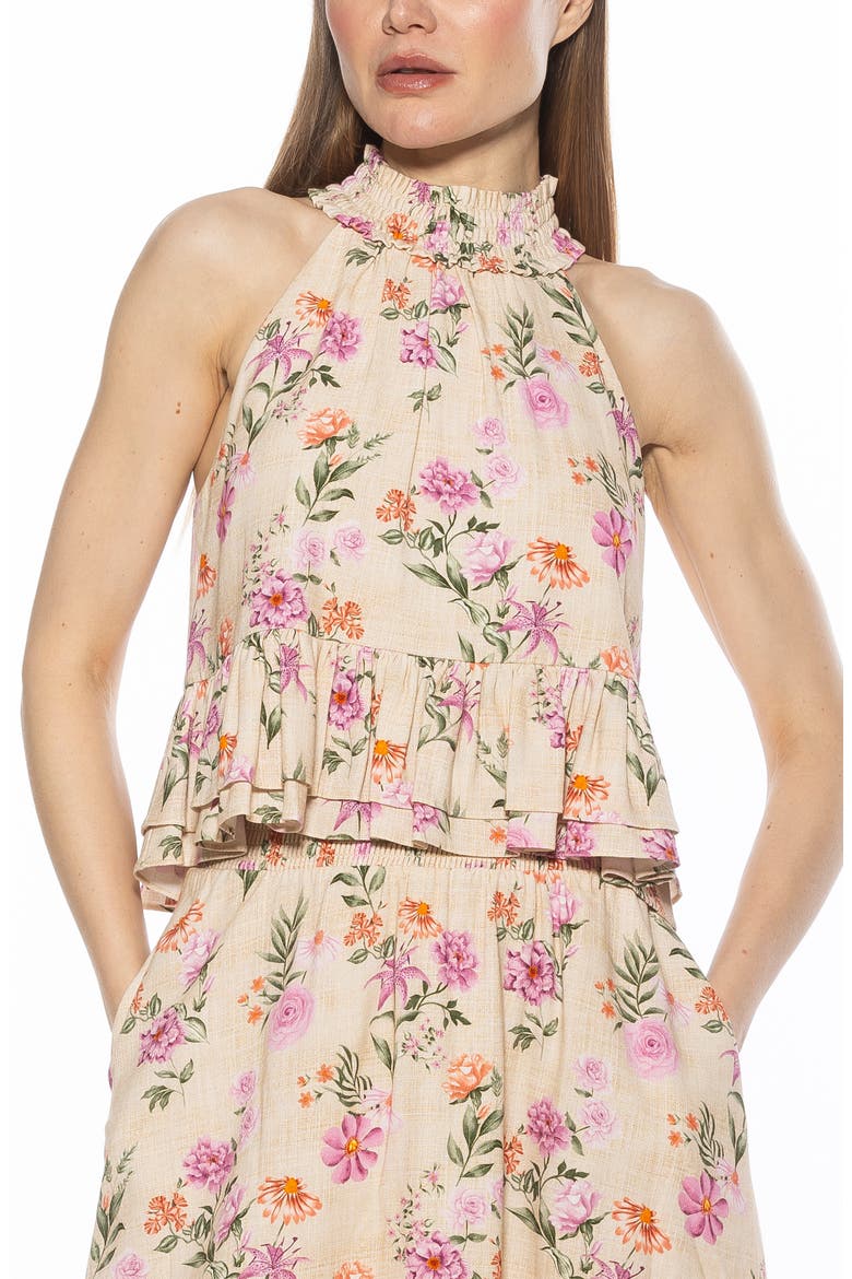 Roth Smocked Ruffle Halter Top, Main, color, PINK FLORAL