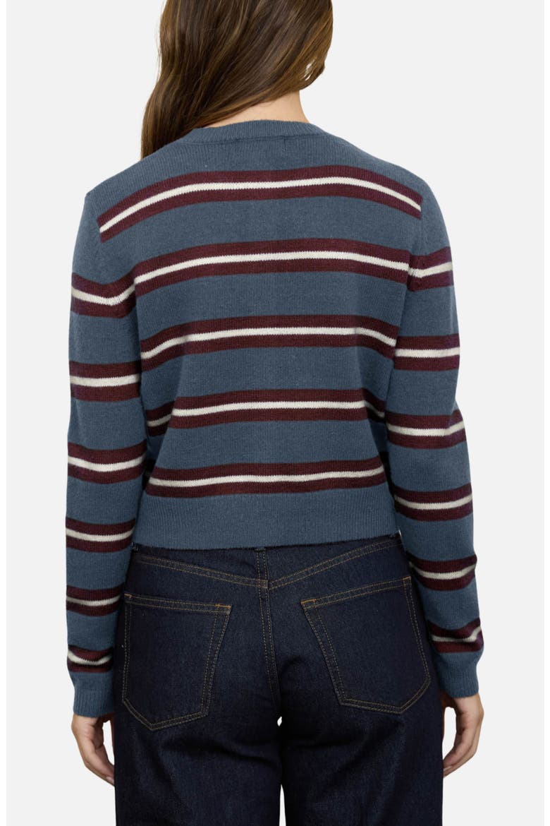 Stripe Crewneck Cardigan, Alternate, color, LIGHT BLUE MULTI