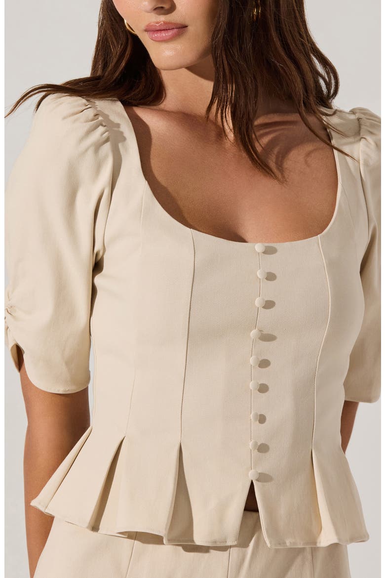 Pleat Detail Fitted Top, Alternate, color, CREAM