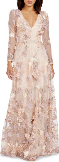 Quiz floral embroidered gown hotsell