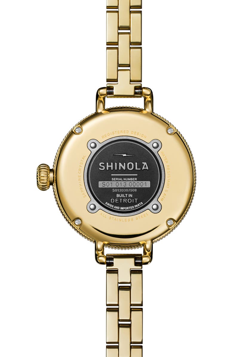 Shinola Birdy Black Aventurine Bracelet Watch, 34mm, Alternate, color, Black W/ Gold Flakes