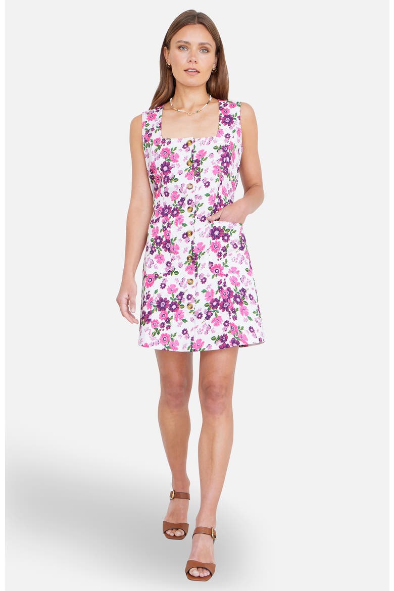 Retro Floral Cotton Pinafore Dress, Alternate, color, Pink