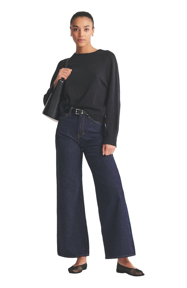 NAADAM Signature Cashmere Raglan Crewneck Sweater, Alternate, color, Black