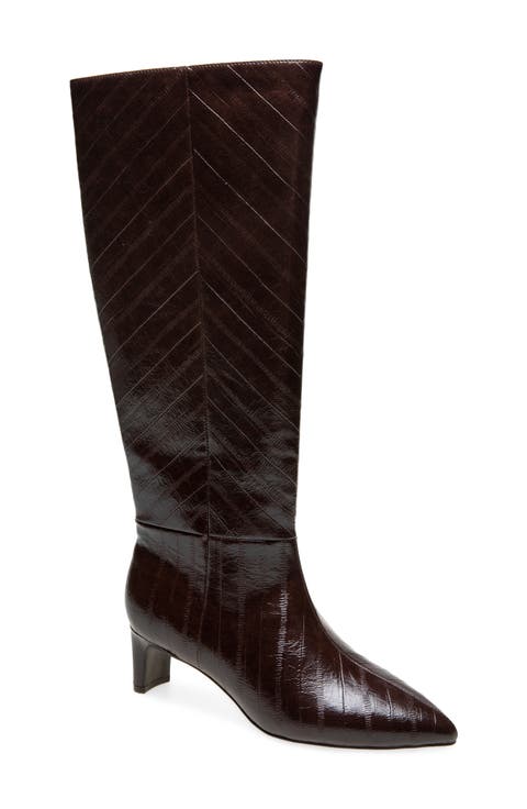 Boysen Embossed Faux Leather Knee High Boot