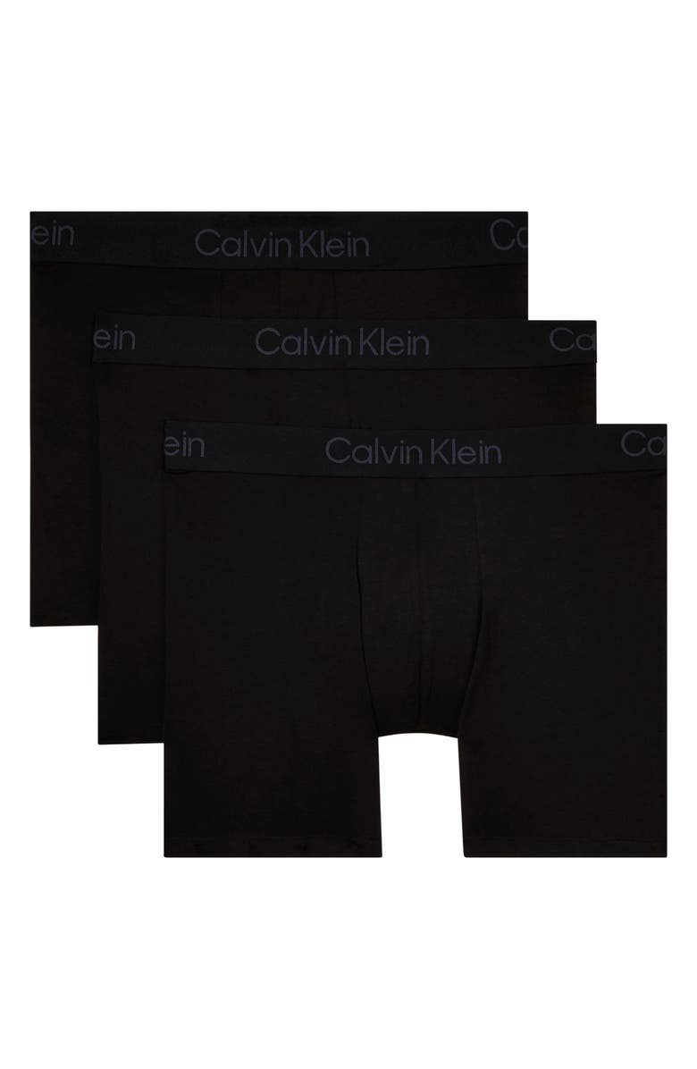 Calvin Klein Ultra-Soft Stretch Modal 3-Pack Boxer Briefs, Main, color, Black/Black/Black