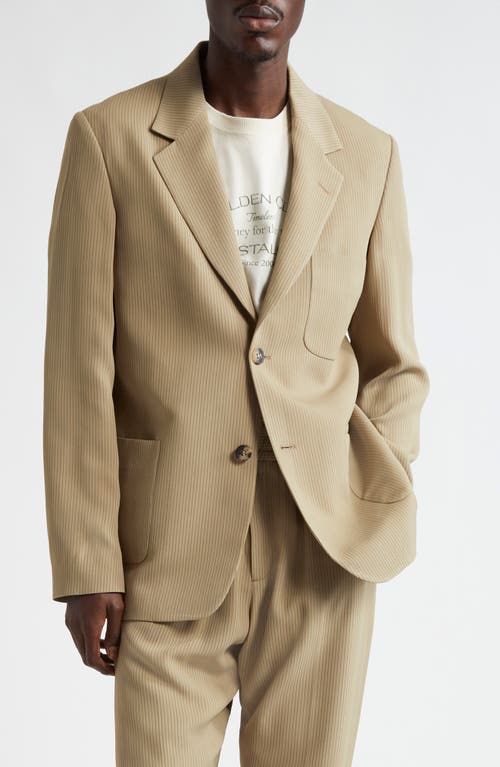 Golden Goose Journey Ms Decontructed Jacket Lowell Pinstripe Blend Viscose Fabric In Travertine