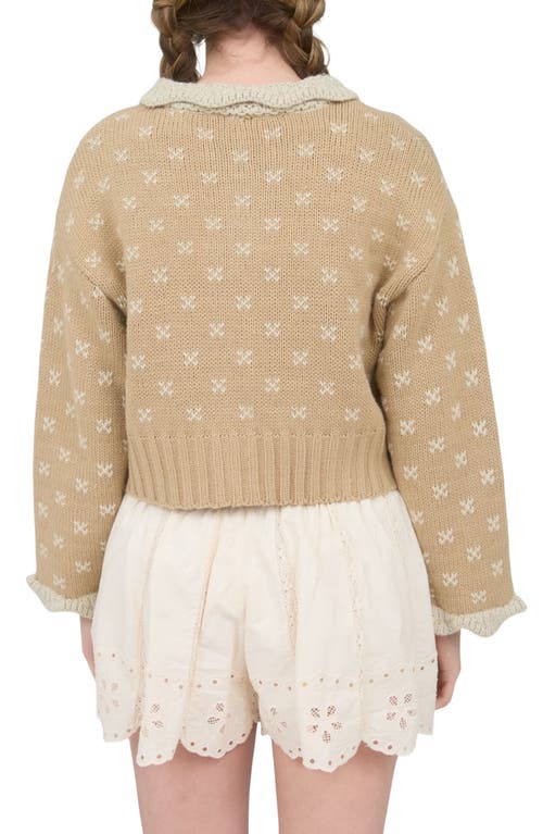 Blu Pepper Knit Collar Cardigan In Brown