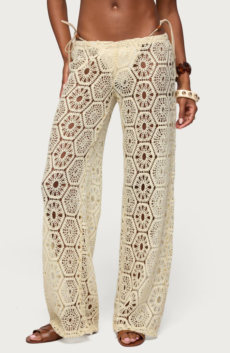EDIKTED Amrita Baggy Open Stitch Pants, Main, color,