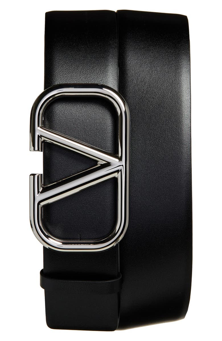 Valentino Garavani VLOGO Buckle Leather Belt, Main, color,