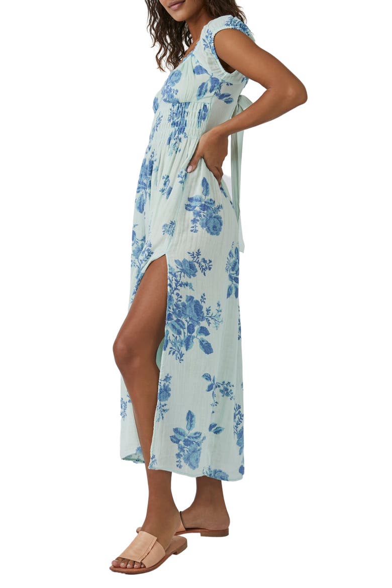 Forget Me Not Floral Cutout Cotton Dress, Alternate, color, LEMON COMBO CAMEO
