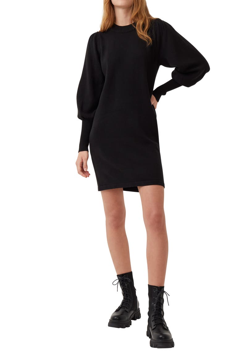 Babysoft Balloon Long Sleeve Sweater Dress, Main, color, BLACK