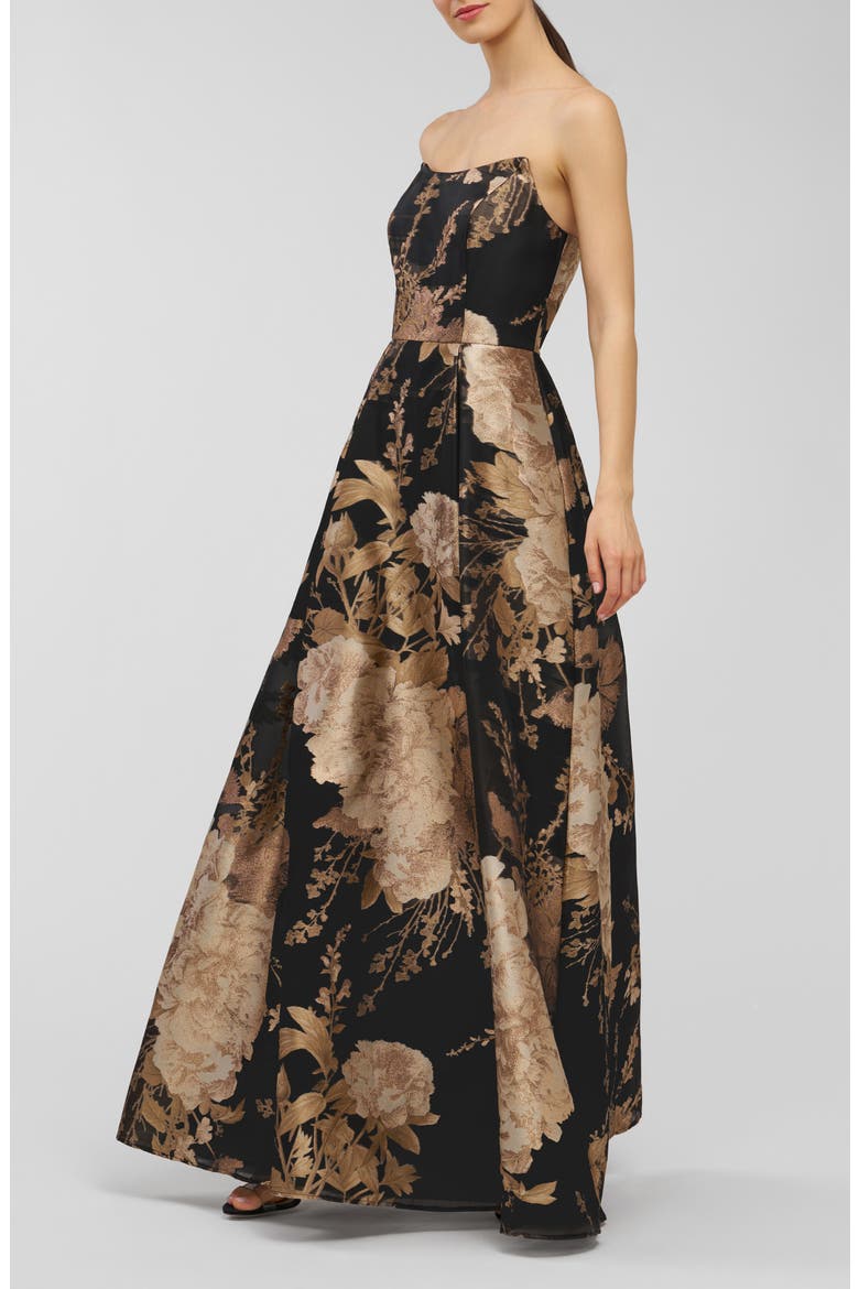 Willow Metallic Strapless Gown, Alternate, color, BLACK/ GOLD