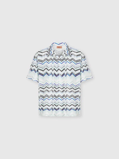 Bowling Shirt In Viscose With Zigzag Print