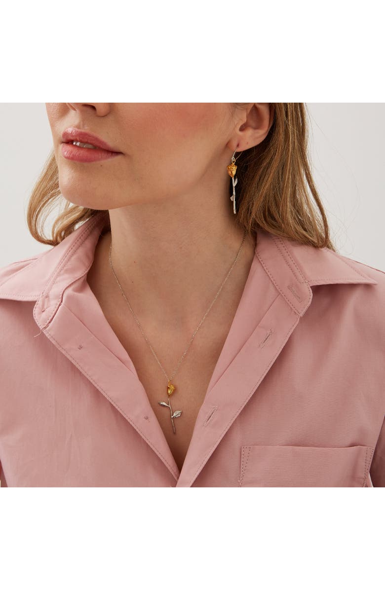 Spero London Gold Color Rose Sterling Silver Necklace, Alternate, color, Silver
