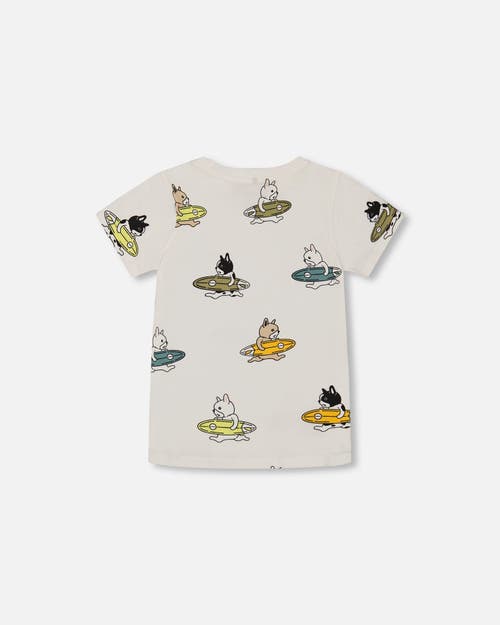 DEUX PAR DEUX DEUX PAR DEUX LITTLE BOY'S PRINTED ORGANIC COTTON TEE MULTICOLORED SPLASH ON OFF-WHITE