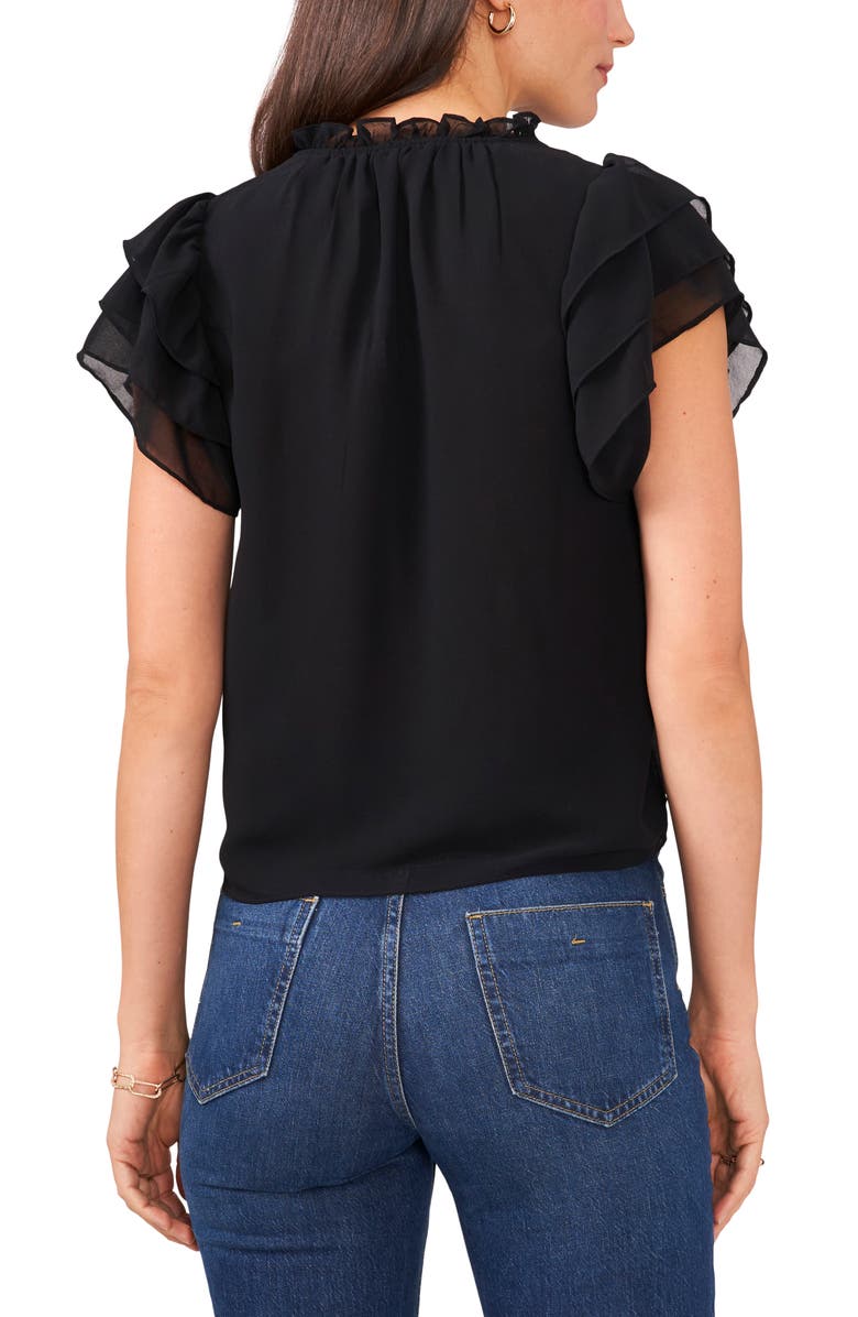 1.STATE Flutter Sleeve Split Neck Chiffon Blouse, Alternate, color, 
