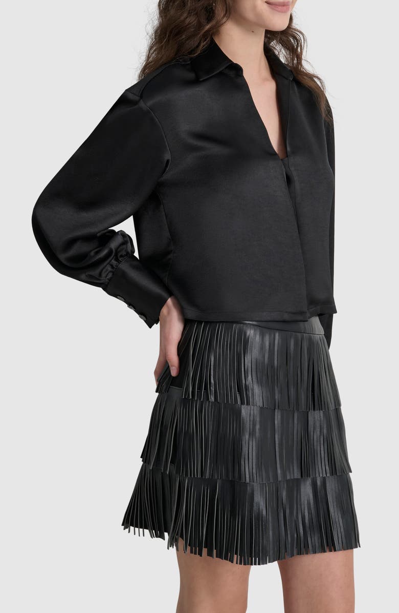 DKNY Satin Top, Alternate, color, Black
