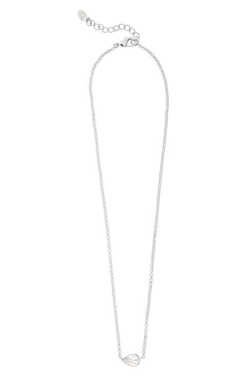 Rhodium Plated CZ Pendant Necklace