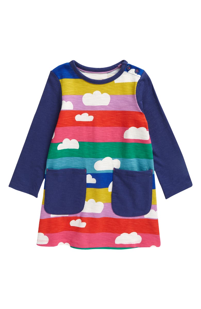 Mini Boden Kids' Fun Pocket Rainbow Jersey Dress, Main, color,