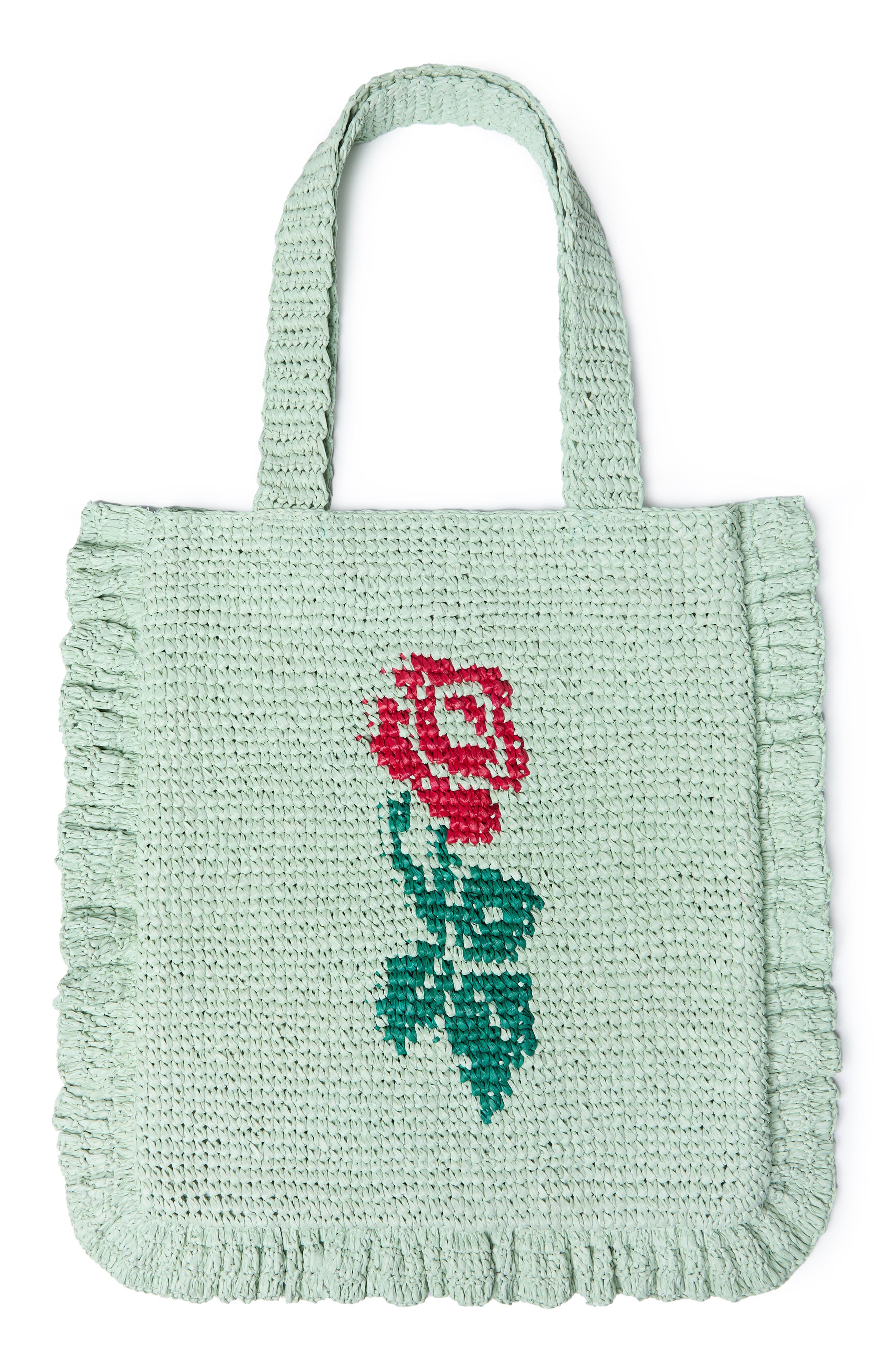 Loeffler Randall Justine Raffia Ruffle Tote Bag