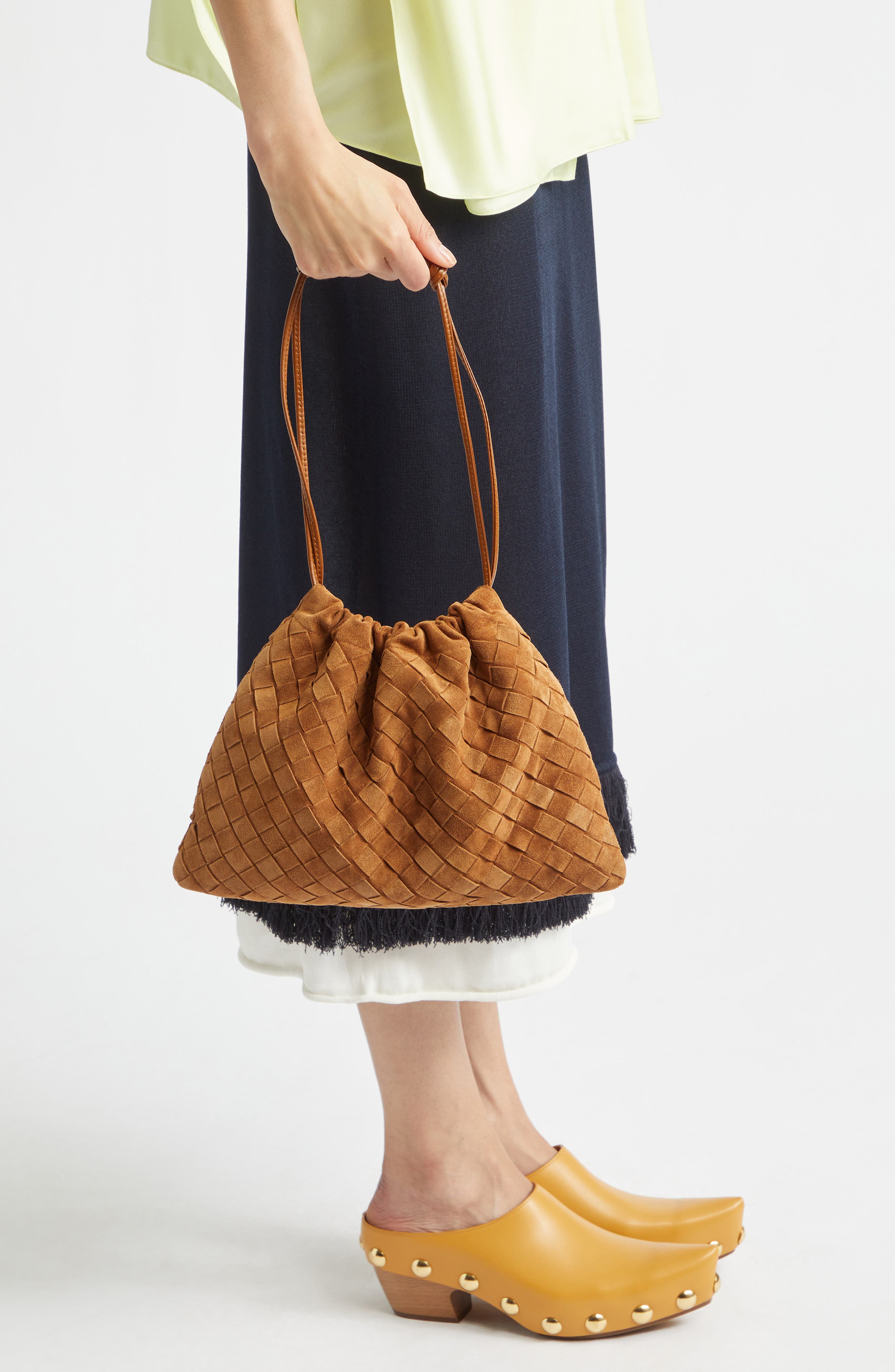 Medium Dustbag Intrecciato Suede Bag, Alternate, color, 2588 AMBER/GOLD