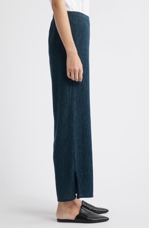 Eileen Fisher Slit Hem Plissé Ankle Pants In Blue