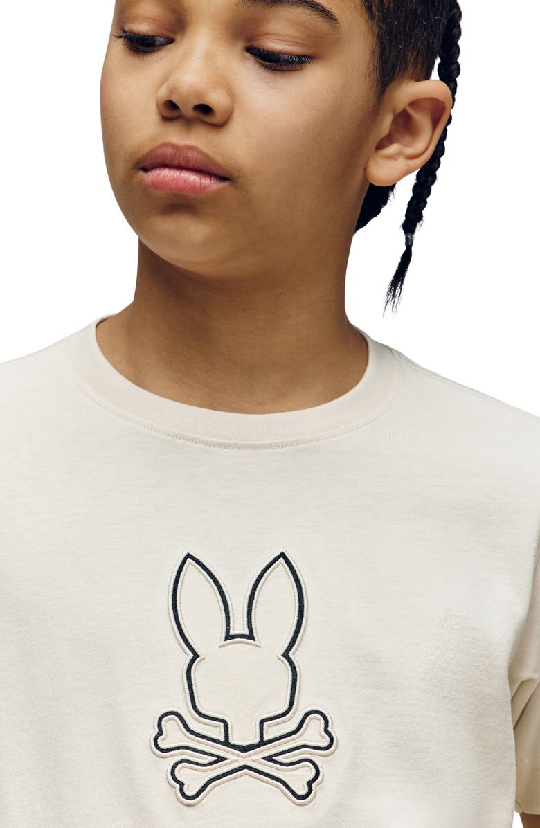 Psycho Bunny Kids' Seth Appliqué Graphic T-Shirt, Alternate, color, 031 White Cap Gray