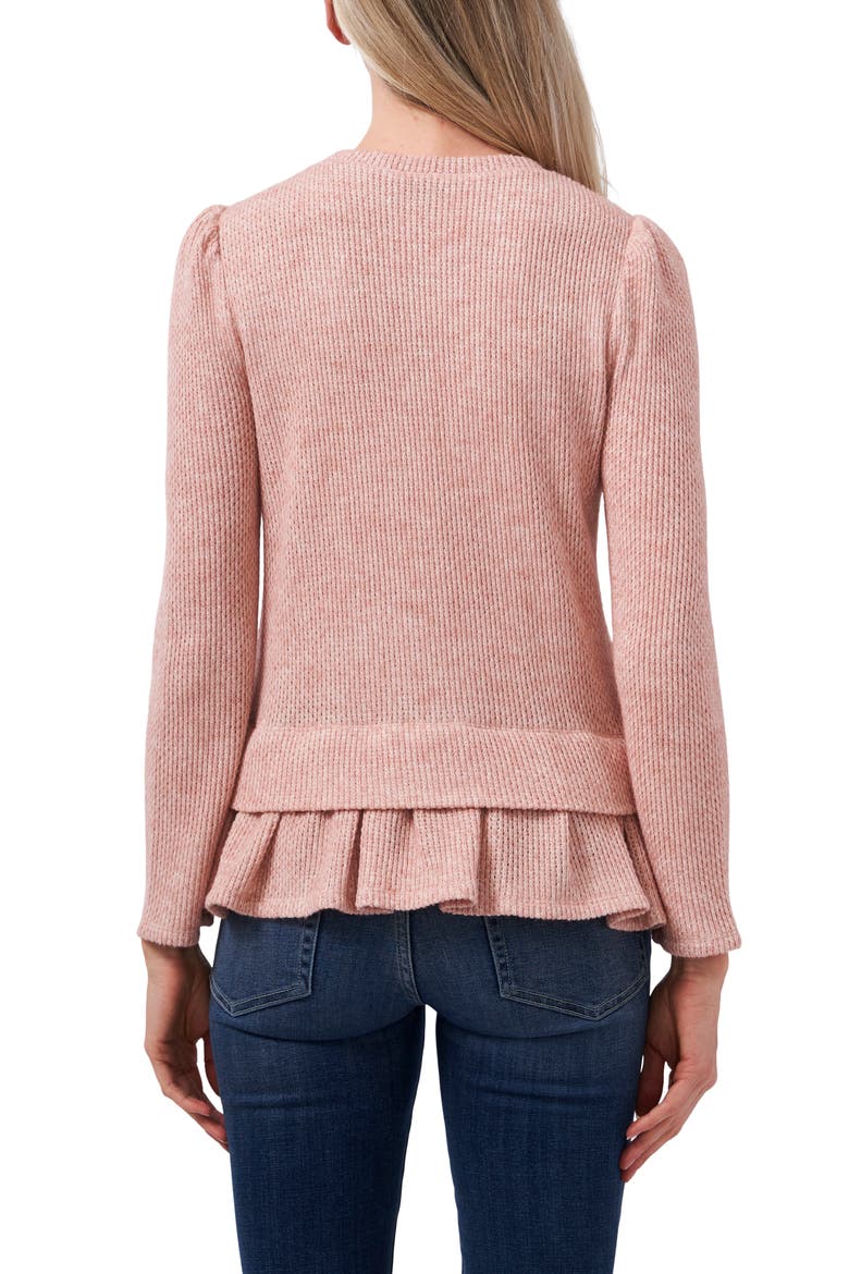 Puff Sleeve Peplum Sweater, Alternate, color, MISTY PINK