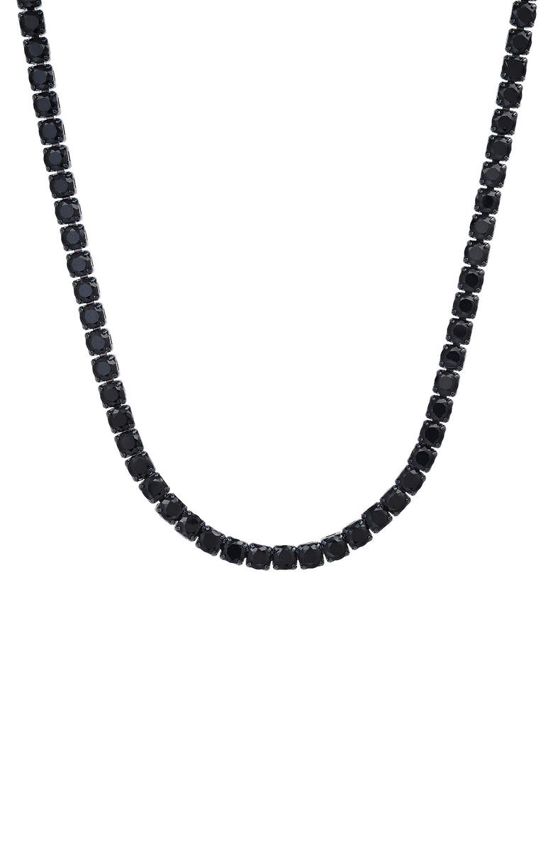 HMY JEWELRY Crystal Tennis Necklace, Main, color, Black