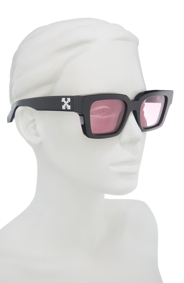 Off-White Virgil Square Sunglasses, Alternate, color, Blackpinklogo Black