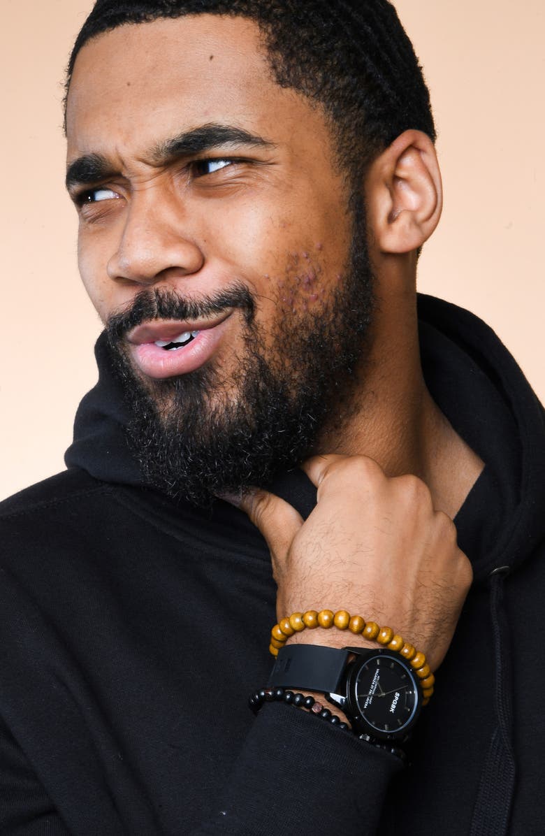 SPGBK Watches Bordeaux Silicone Band Watch, 44mm, Alternate, color, Black