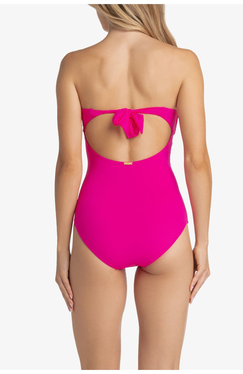 HELEN JON Classic Bandeau One-Piece, Alternate, color, Textured Lotus Pink